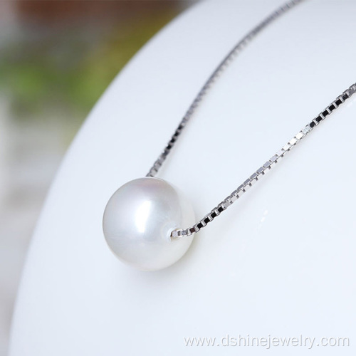 925 Silver Chain Women Natural Single Pearl Pendant Necklace